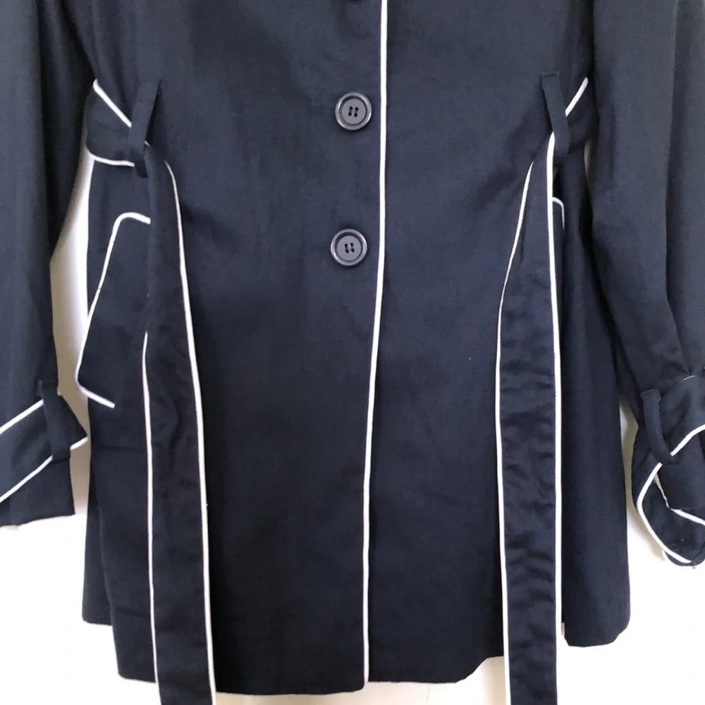 Studio by JPR Dark Blue Trench Coat with White Accents - Picture 2 of 7